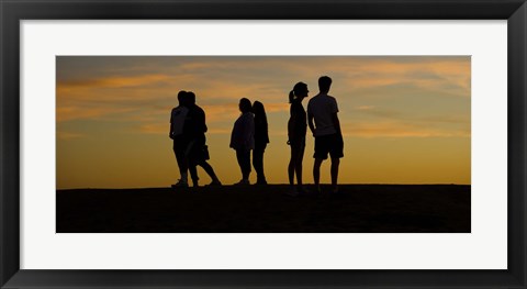 Framed Silhouette of people on a hill, Baldwin Hills Scenic Overlook, Los Angeles County, California, USA Print