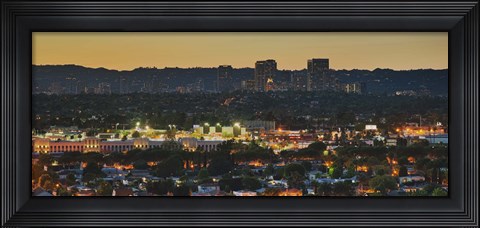 Framed Century City at dusk, Culver City, Los Angeles County, California Print