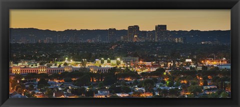 Framed Century City at dusk, Culver City, Los Angeles County, California Print