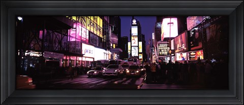 Framed Street scene at night, Times Square, Manhattan, New York City Print