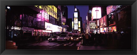 Framed Street scene at night, Times Square, Manhattan, New York City Print