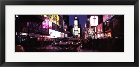 Framed Street scene at night, Times Square, Manhattan, New York City Print