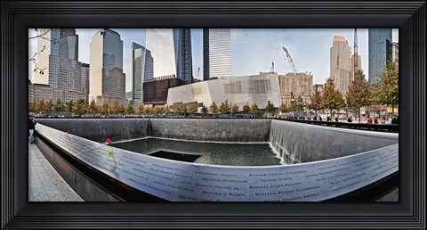 Framed 911 Memorial along side the South Tower Footprint Memorial, New York City, New York State, USA 2011 Print