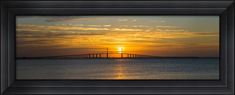 Framed Sunrise over Sunshine Skyway Bridge, Tampa Bay, Florida, USA Print