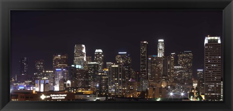 Framed Buildings lit up at night, Los Angeles, California, USA 2011 Print