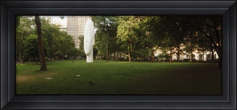 Framed Large head sculpture in a park, Madison Square Park, Madison Square, Manhattan, New York City, New York State, USA Print