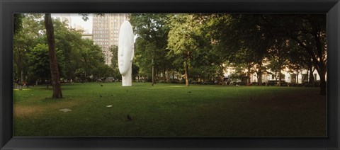 Framed Large head sculpture in a park, Madison Square Park, Madison Square, Manhattan, New York City, New York State, USA Print