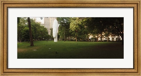 Framed Large head sculpture in a park, Madison Square Park, Madison Square, Manhattan, New York City, New York State, USA Print