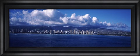 Framed City at the waterfront, Waikiki, Honolulu, Oahu, Hawaii, USA Print
