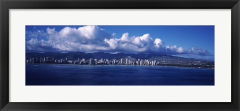 Framed City at the waterfront, Waikiki, Honolulu, Oahu, Hawaii, USA Print