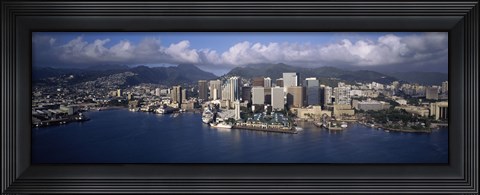 Framed Buildings at the waterfront, Honolulu, Hawaii, USA Print