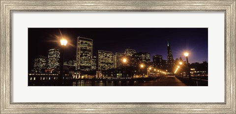 Framed San Francisco Skyline at Night Print