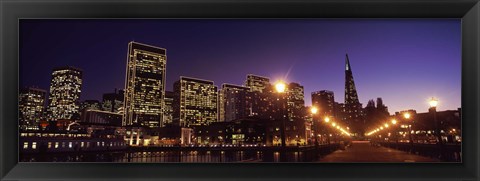 Framed Waterfront Buildings at Dusk, San Francisco, California Print