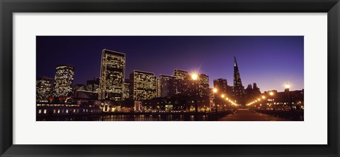 Framed Waterfront Buildings at Dusk, San Francisco, California Print