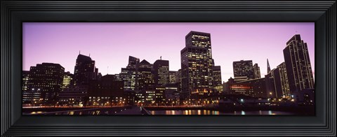 Framed San Francisco Waterfront Lit Up at Dusk, California, USA Print