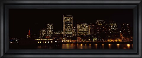 Framed Buildings at the waterfront lit up at night, San Francisco Print