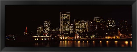 Framed Buildings at the waterfront lit up at night, San Francisco Print