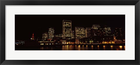 Framed Buildings at the waterfront lit up at night, San Francisco Print