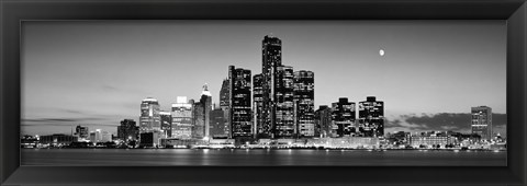 Framed Buildings at the waterfront, River Detroit, Detroit, Michigan, USA Print