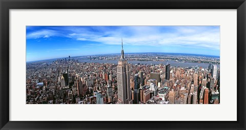 Framed Aerial view of New York City with empire state building, New York State Print