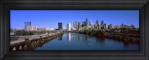 Framed Buildings at the waterfront, Philadelphia, Schuylkill River, Pennsylvania, USA Print