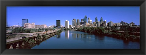 Framed Buildings at the waterfront, Philadelphia, Schuylkill River, Pennsylvania, USA Print