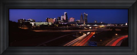 Framed Highway interchange and skyline at dusk, Kansas City, Missouri, USA Print