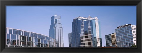 Framed Low angle view of downtown skyline, Town Pavilion, Kansas City, Missouri Print