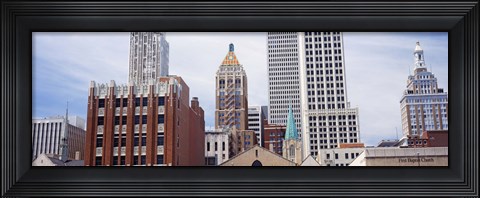 Framed Low angle view of downtown skyline, Tulsa, Oklahoma Print