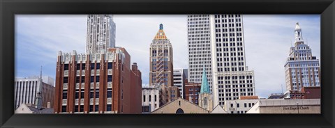 Framed Low angle view of downtown skyline, Tulsa, Oklahoma Print