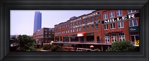 Framed Bricktown Mercantile building along the Bricktown Canal with Devon Tower in background, Bricktown, Oklahoma City, Oklahoma Print