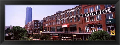 Framed Bricktown Mercantile building along the Bricktown Canal with Devon Tower in background, Bricktown, Oklahoma City, Oklahoma Print