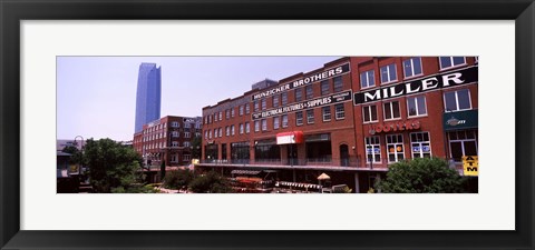 Framed Bricktown Mercantile building along the Bricktown Canal with Devon Tower in background, Bricktown, Oklahoma City, Oklahoma Print