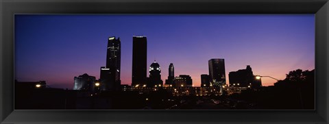 Framed Downtown Oklahoma City at Night Print