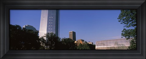Framed Low angle view of the Devon Tower and Crystal Bridge Tropical Conservatory, Oklahoma City, Oklahoma, USA Print