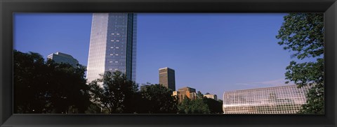 Framed Low angle view of the Devon Tower and Crystal Bridge Tropical Conservatory, Oklahoma City, Oklahoma, USA Print