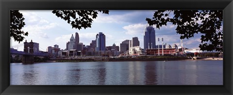 Framed City at the waterfront, Ohio River, Cincinnati, Hamilton County, Ohio Print