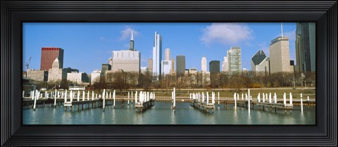 Framed Columbia Yacht Club with buildings in the background, Chicago, Cook County, Illinois, USA Print