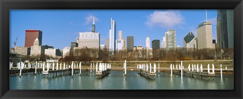 Framed Columbia Yacht Club with buildings in the background, Chicago, Cook County, Illinois, USA Print