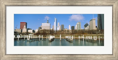 Framed Columbia Yacht Club with buildings in the background, Chicago, Cook County, Illinois, USA Print