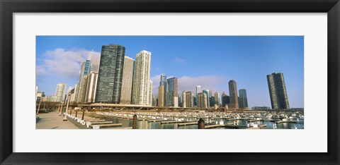 Framed Columbia Yacht Club with buildings in the background, Lake Point Tower, Chicago, Cook County, Illinois, USA Print