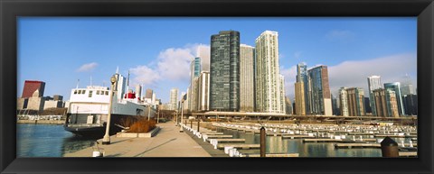 Framed Columbia Yacht Club with city skyline, Chicago, Cook County, Illinois, USA Print