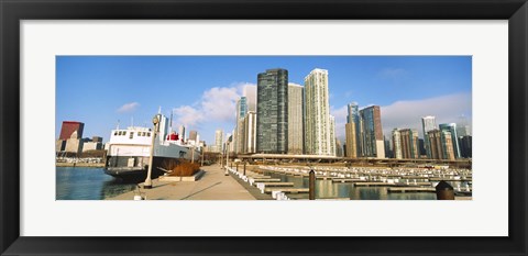 Framed Columbia Yacht Club with city skyline, Chicago, Cook County, Illinois, USA Print