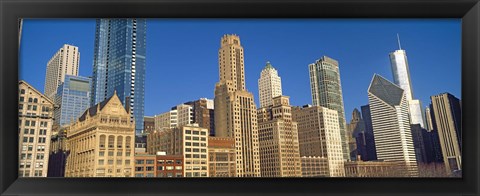 Framed Low angle view of city skyline, Michigan Avenue, Chicago, Cook County, Illinois, USA Print