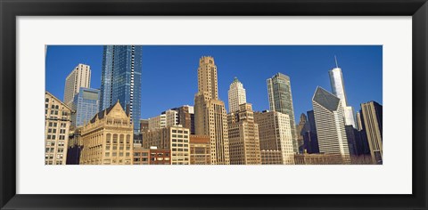 Framed Low angle view of city skyline, Michigan Avenue, Chicago, Cook County, Illinois, USA Print