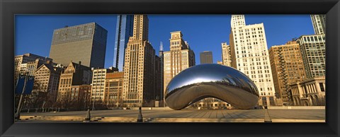 Framed Cloud Gate sculpture with buildings in the background, Millennium Park, Chicago, Cook County, Illinois, USA Print