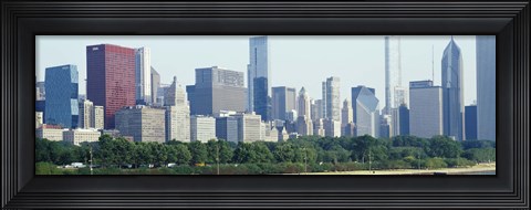 Framed City skyline with Lake Michigan and Lake Shore Drive in foreground, Chicago, Illinois, USA Print
