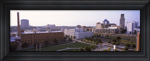 Framed High angle view of buildings in a city, Durham, Durham County, North Carolina, USA Print