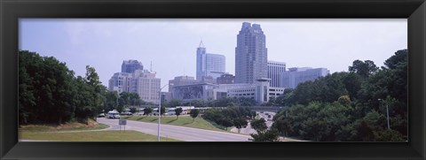 Framed Street scene with buildings in a city, Raleigh, Wake County, North Carolina, USA Print