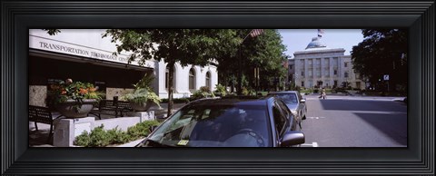 Framed Cars parked in front of Transportation Technology Center, Raleigh, Wake County, North Carolina, USA Print